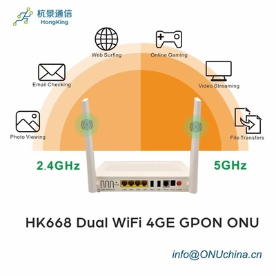 Cheap Price Big Style HK668 2.4G 5g FTTH WiFi ONU Dual Band 2.4G 5g AC WiFi Gpon ONU Xpon ONU